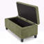 Repose-pieds de rangement avec couvercle rabattable, assemblage facile, pieds bouclés en tissu et en bois d'hévéa, vert rétro
