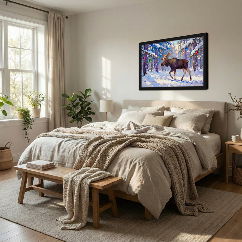 Orignal de Noël décorations de Noël forêt d'hiver, H 12 po x l 18 po