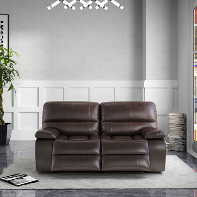 2-Piece Modern Fancy Faux Leather Power Reclining Loveseat With Wide Back