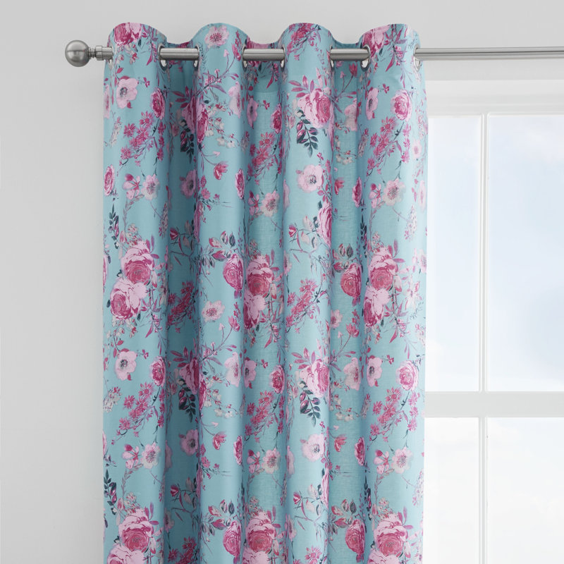 Hexagon Floral Eyelet Room Darkening Curtains