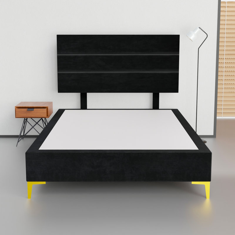Lit plateforme tapissier Alisiah, Grand, Noir