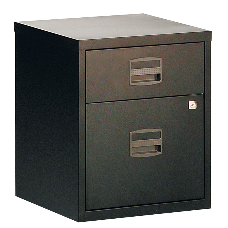 41.3cm Wide 2 -Drawer Mobile Solid Wood File Cabinet, Black