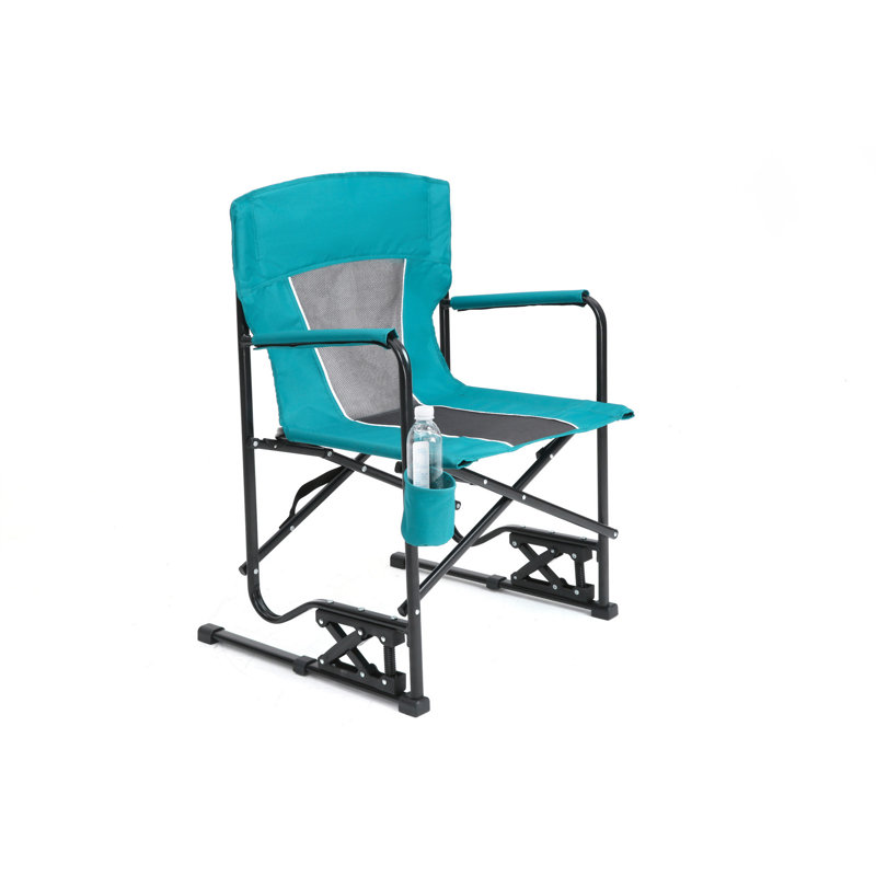 Chaise berçante pliante portative pour l'extérieur, Bleu / Noir