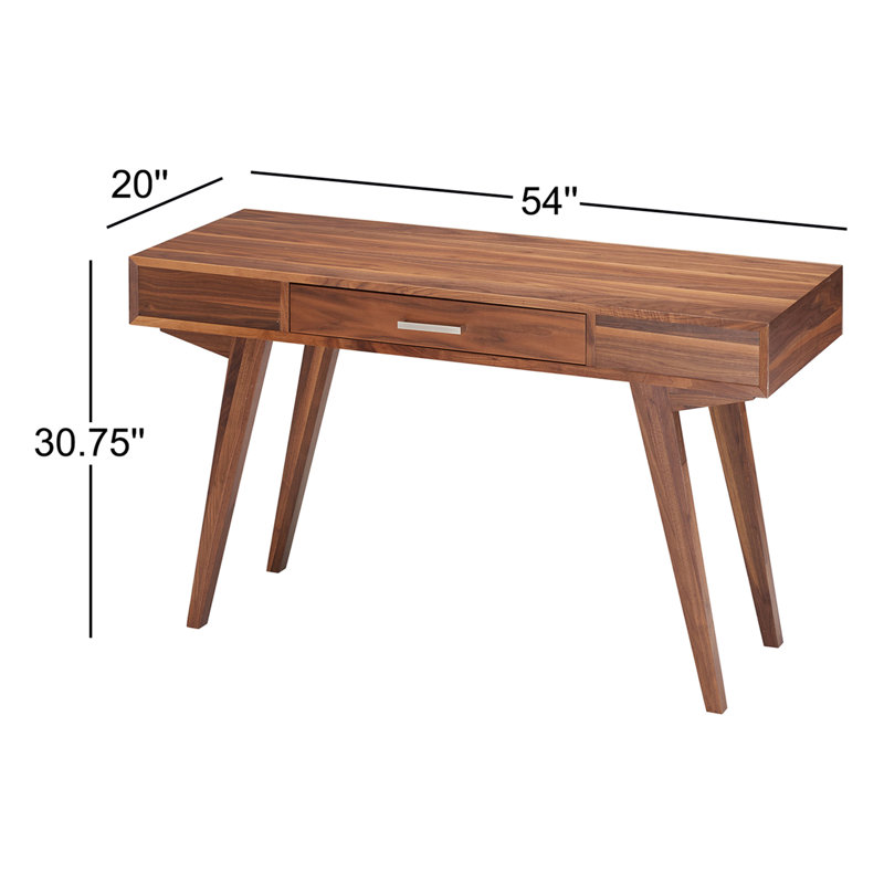 Solid Wood Base Writing Desk, Natural Walnut