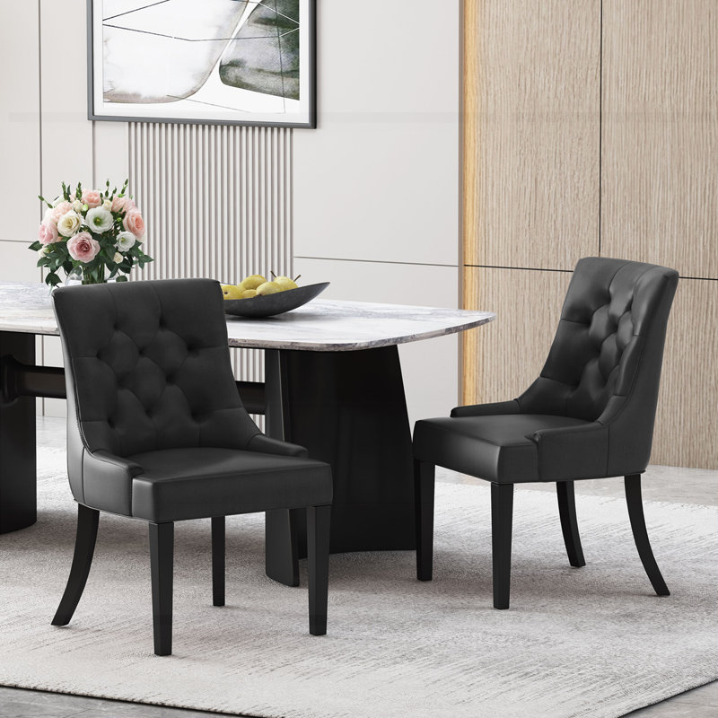 Chaises de salle à manger rembourrées Modern, Noir, 2