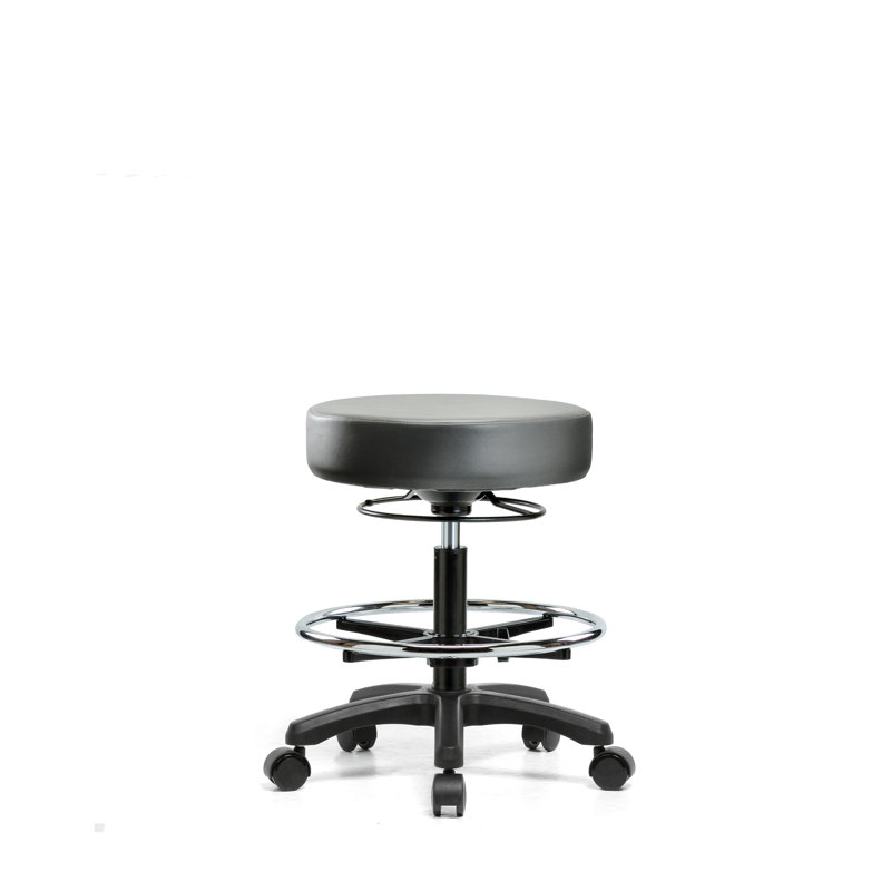 Tabouret de laboratoire en vinyle, Argenté, Roulettes