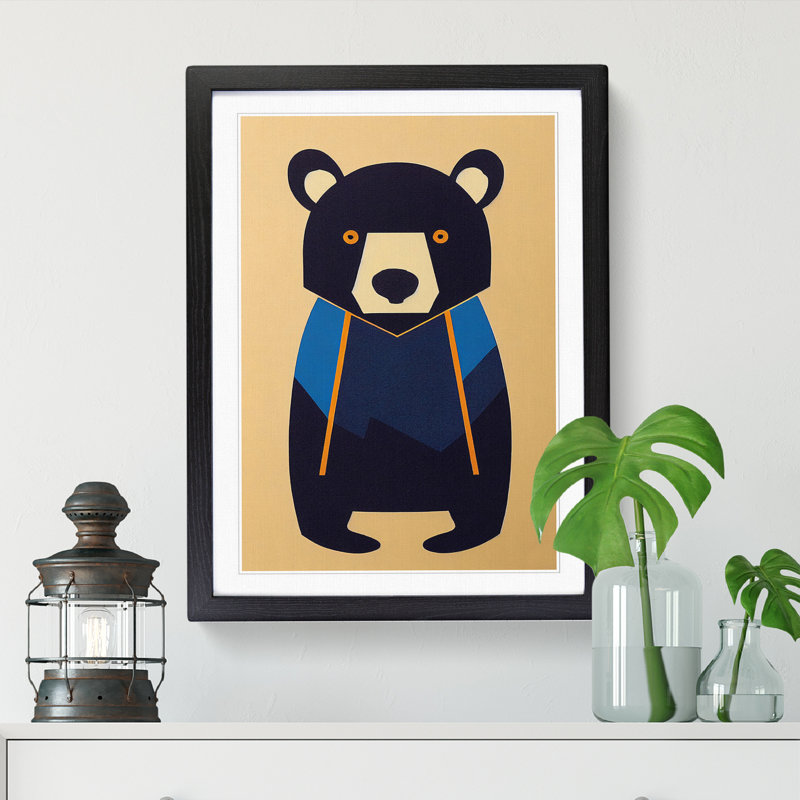 Bear - Single Picture Frame Print, Black Framed, 64cm H x 46cm W