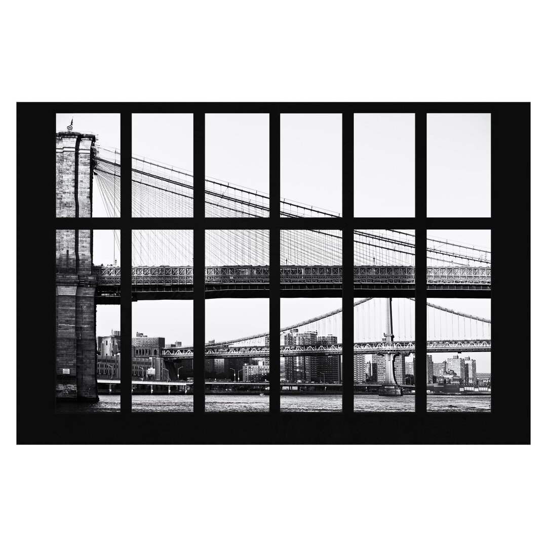 Matt Fototapete Fenster Brücken New York 2,55 m x 384 cm