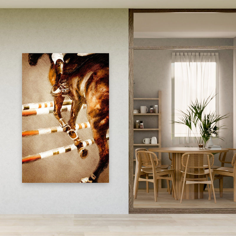 «Dynamic Horse Jump», art mural cheval contemporain, 60" H x 40" W