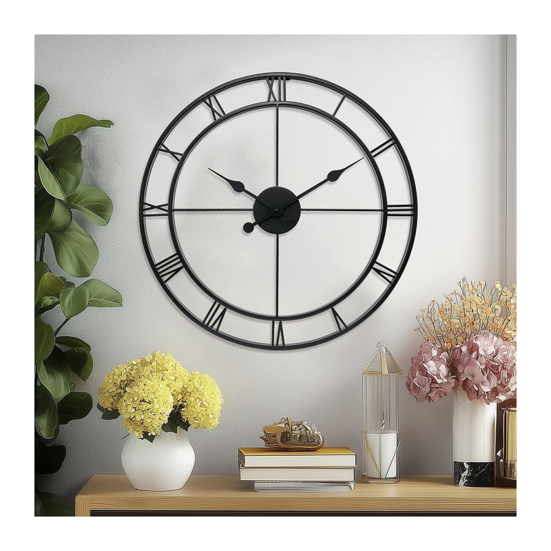 Horloge murale 24 po, Noir mat