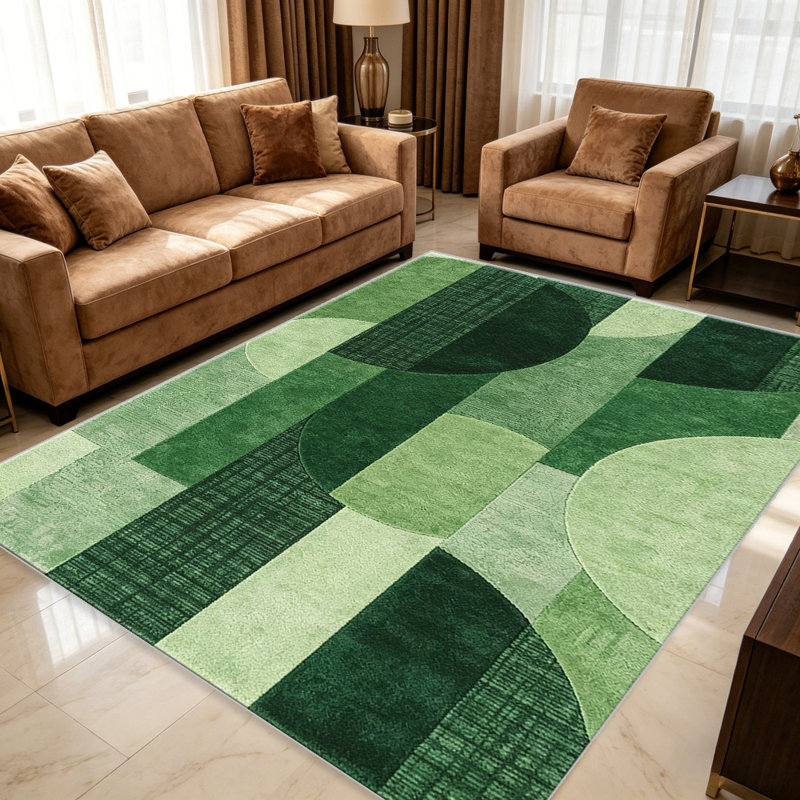 Forest Geo Block carpet-easy to clean, machine-washable, soft and comfortable; suitable for door mats, kitchens, living rooms, bedrooms, corridors, and laundry areas. Easy to clean, durable carpet for home decoration.