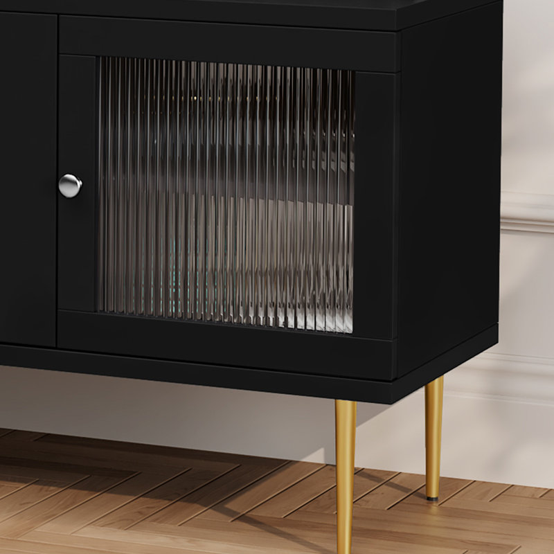 Console de télévision moderne avec motif de fleurs 3D pour téléviseurs de 70 po ou moins, Noir