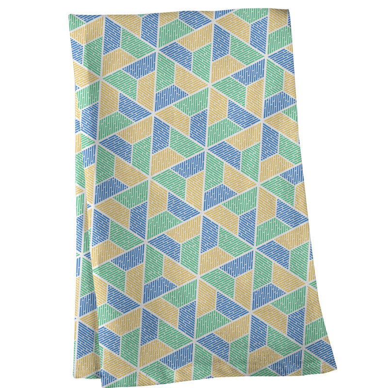 Serviette à thé trapézoïdals Mcguigan, Polyester sergé, Bleu / vert