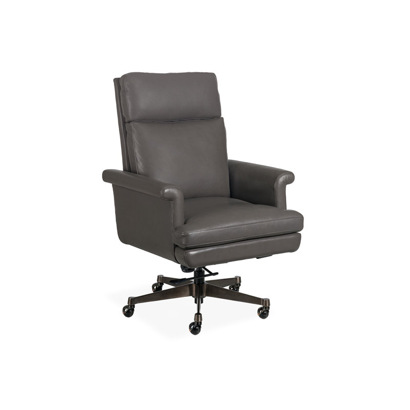 Quarry Gray Leather Swivel Executive Chair