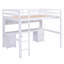 Lit mezzanine avec bureau, ports de charge et grand espace de rangement - tiroirs pleine grandeur en bois blanc, plateau de chevet solide