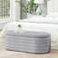 Banc de rangement moderne avec repose-pieds ovale, banc de rangement rembourré en tissu à l'extrémité du lit