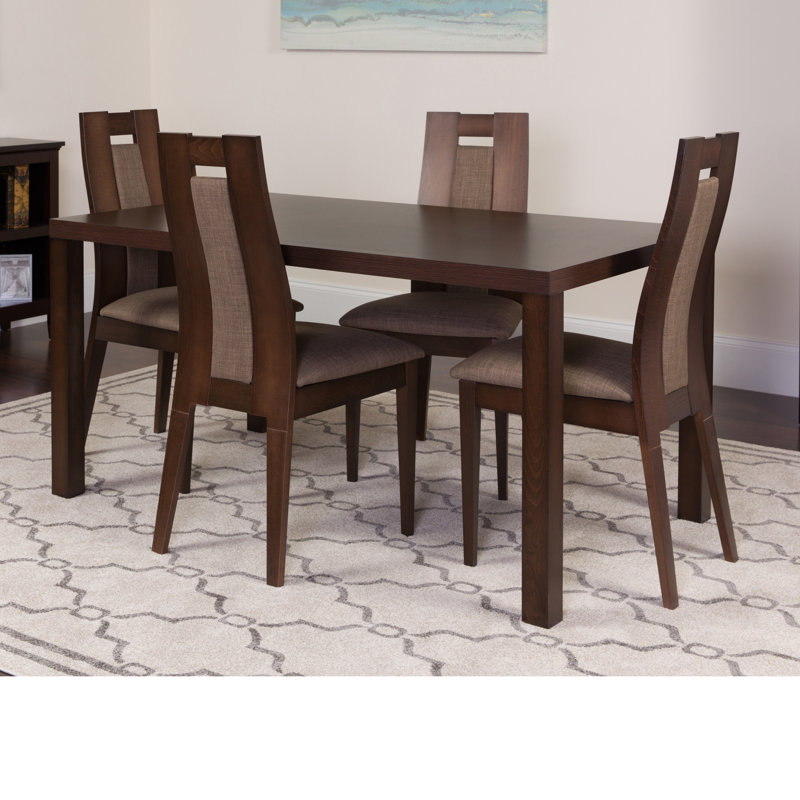 Hudnall Solid Wood Top Four Leg Dining Set, Espresso