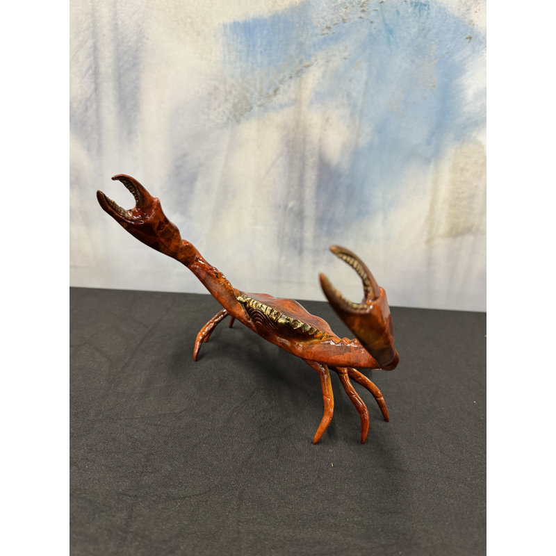 Sculptures & Beyond Orange Crab Cast Bronze Sculpture – Lost-Wax Bronze with Hand-Applied Golden Orange Patina – Coastal & Nautical Decorative Art for Home, Office & Yacht Décor – Golden Tidekeeper – 7"H