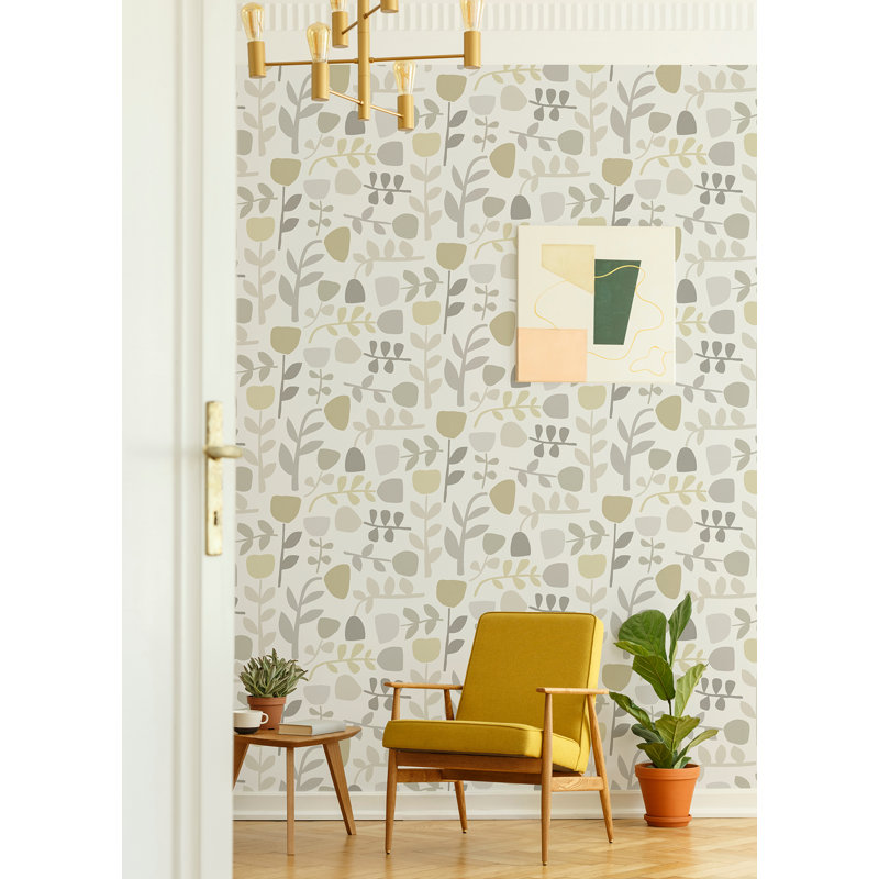 Juni Multicolor Abstract Tulips Wallpaper, Neutral