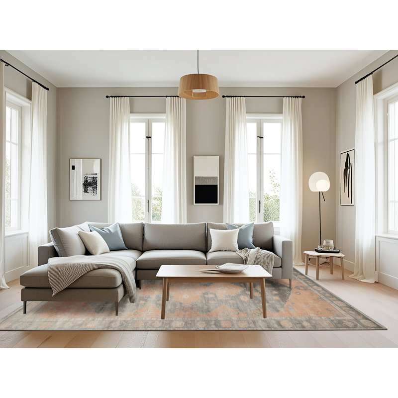 Machine Washable Overdyed Gray Area Rug, Rectangle 6' x 9'
