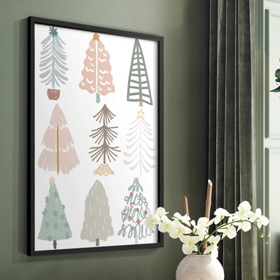 Christmas Tree Sketchbook II Framed Print - Solid Wood