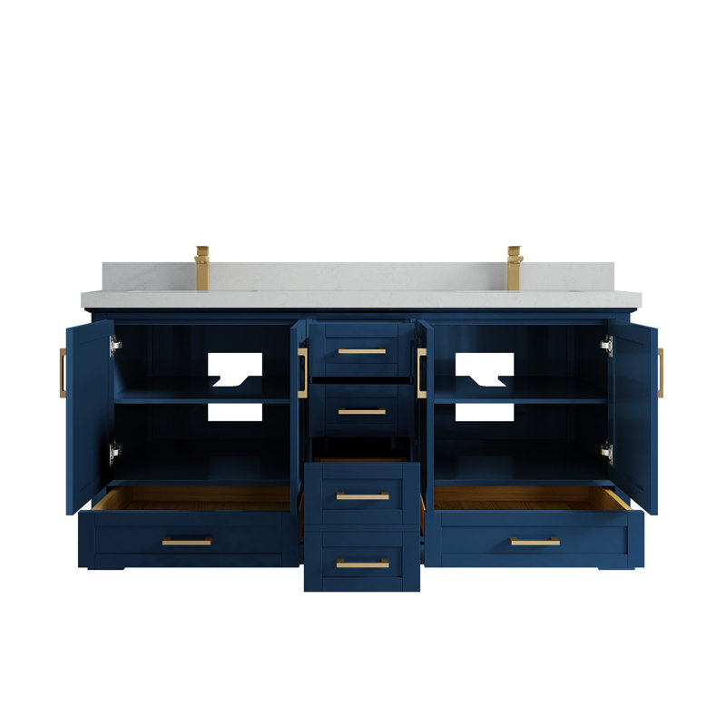 Ensemble de meuble-lavabo double 72 po Esin, Quartz de Carrare