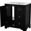 Meuble-lavabo de 30 pouces avec lavabo en céramique à 3 tiroirs et tablette réglable au fini noir de style moderne avec lavabo de 30 po-2066889073