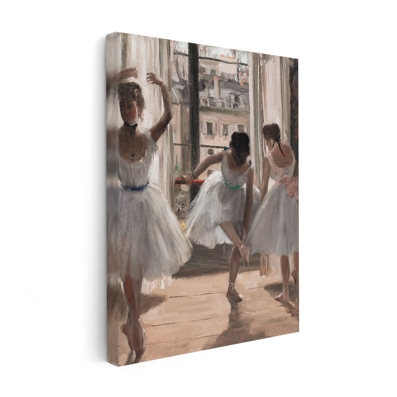 Edgar Degas - Trois danseurs dans une salle d'exercice, Unframed, Canvas, 18"H x 24"W