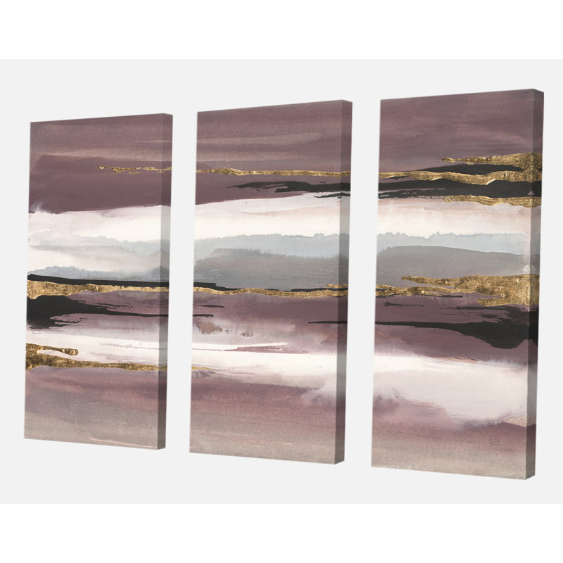 Mauve Glam Storm I - 3 pièces, reproduction d'art sur toile tendue, H 28 po x l 36 po x P 1 po