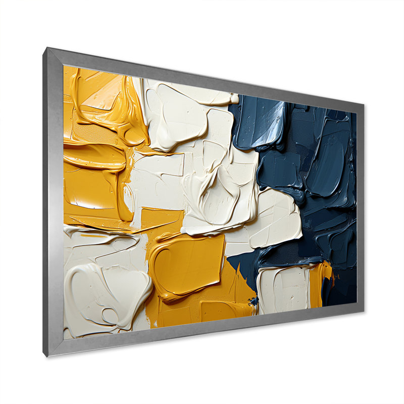 Souvenirs de l'Ukraine, peinture abstraite I - Reproductions d'art mural, H 12 po x l 20 po x P 1 po, Cadre simple argenté