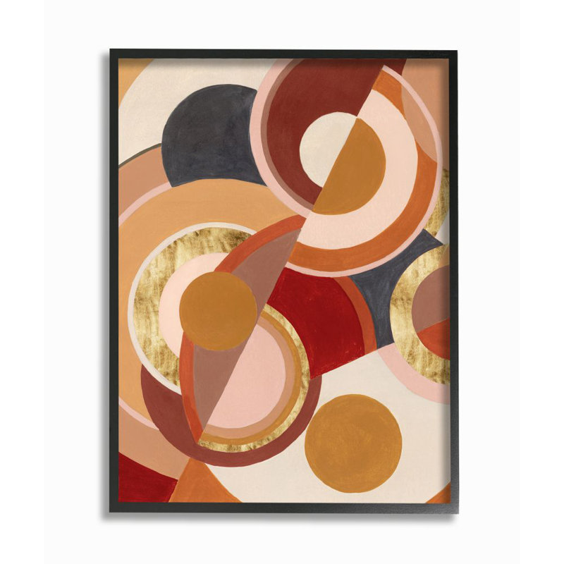 Motif asymétrique abstrait de cercles brun rouge - reproduction d'art, H 30 po x l 24 po x 1,5 po
