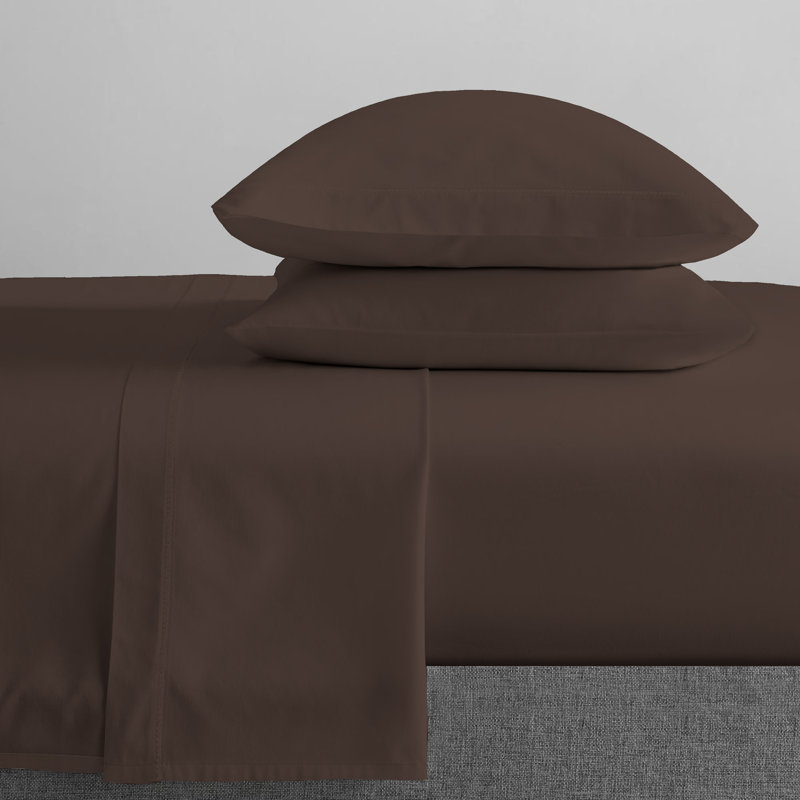 Ensemble de draps 100% flanelle de coton Queribus, Simple, Chocolate, Couleur unie