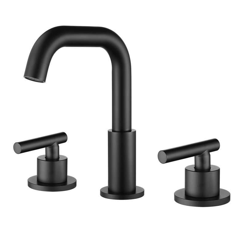 5.19" Widespread Bathroom Sink Faucet 3 Hole, Modern 2-Handle Bathroom Faucet with Removable Aerator, Matte Black