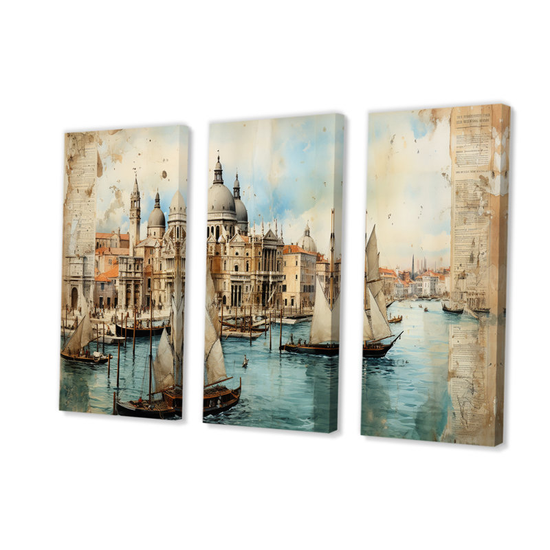 Ensemble de salon Venice Distant Memories Journal Collage V - Venice Wall Art, H 32 po x l 48 po x P 1 po