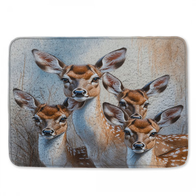 Group Of Deer Illustration Bath Mat
