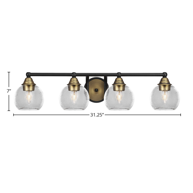 Barre d'éclairage de salle de bain 4 lumières Michell, Noir mat / or brossé