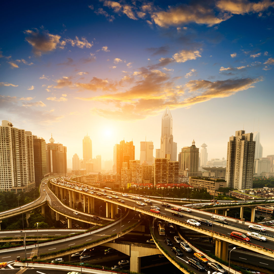 Shanghai Interchange von Liufuyu - Foto auf Leinwand