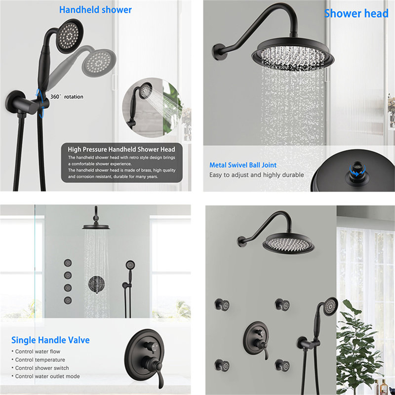 Robinet de douche, Noir mat