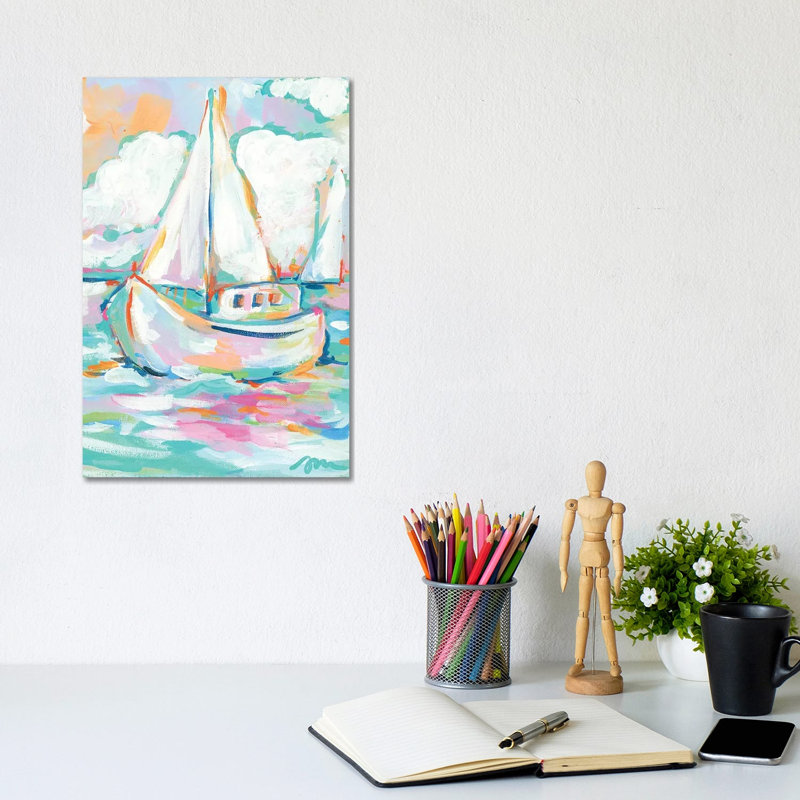 Pink Sea 1 Piece Wrapped Canvas Painting, 20.32 cm H x 30.48 cm W