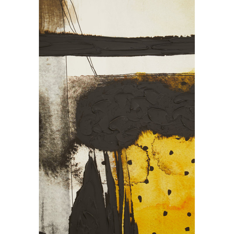 Astratto Black/Ochre Wall Art - Floater Frame Print
