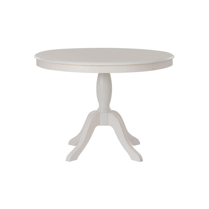 Eslick 42” Round Solid Pine Pedestal Dining Table, White