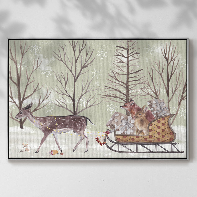 Christmas Time II, toile tendue avec châssis, H 25 po x l 37 po x P 2 po, Toile avec cadre argenté