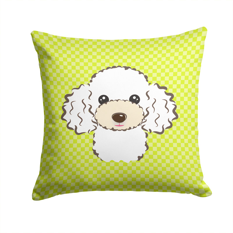 Coussin décoratif intérieur/extérieur blanc caniche damier, H 14 po x l 14 po x P 4 po, Vert