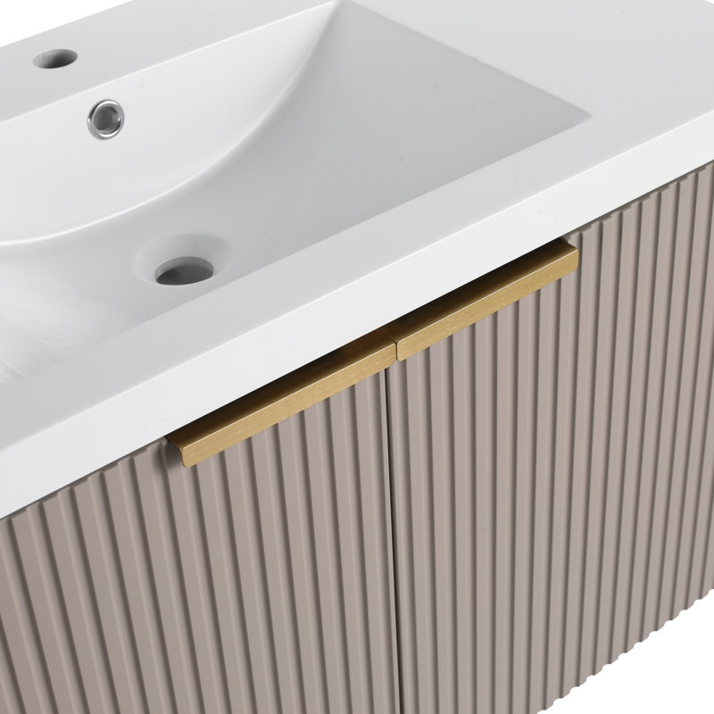 Ensemble de meuble-lavabo simple 36 po avec plateau en résine Larchdale, Kaki / noir doré, 36"