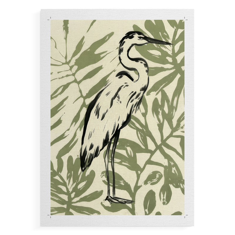 «Retro Parlor Heron I», impression sur toile seulement - non encadrée, H 27 po x l 18 po