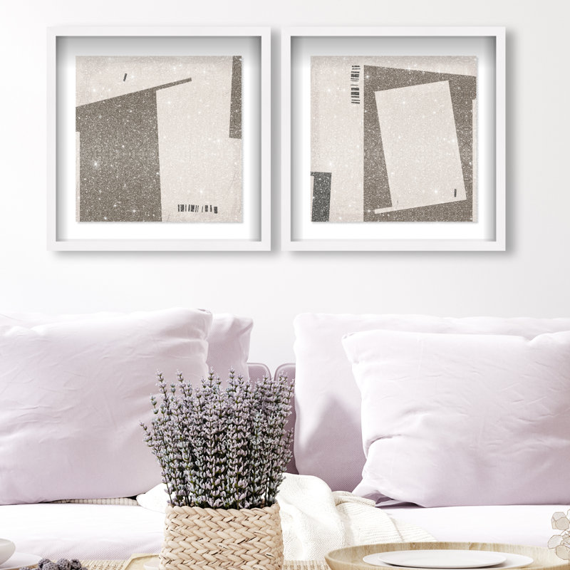 Structural Set Shadowbox Abstract Print by Oliver Gal, Black Frame, 12 x 12, 17.5"H x 17.5"W, White Shadowbox
