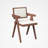 Walnut Dining Chair, White Faux Leather, Set Of 2