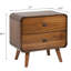 Table de chevet de chambre à coucher en noyer foncé riche avec quincaillerie ovale et placage moderne à 2 tiroirs inclinés