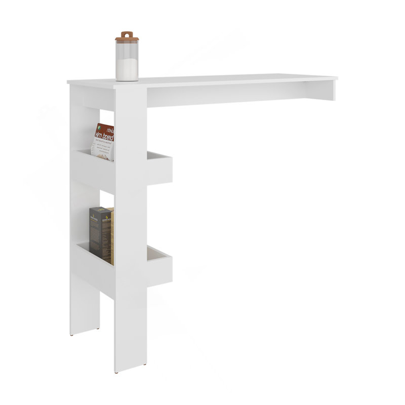 Table de bar H 43,1 po, 3 tablettes, blanc - Cuisine