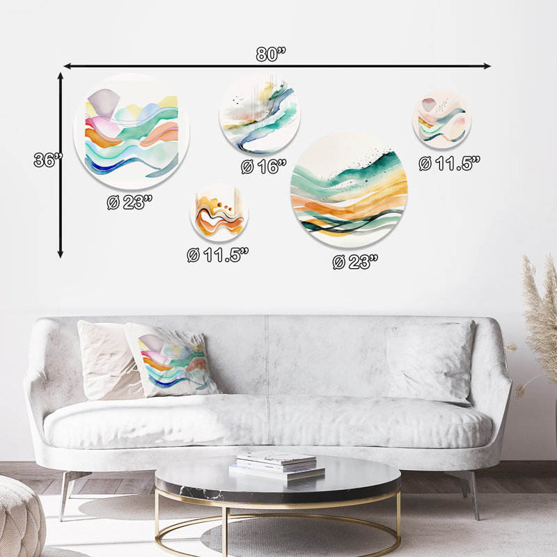 Lumineuse aquarelle lumineuse - décoration murale vagues modernes en métal